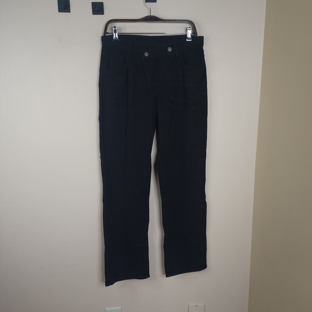 Genleck Black High Rise Asymmetrical Button Skinny Jeans Size L